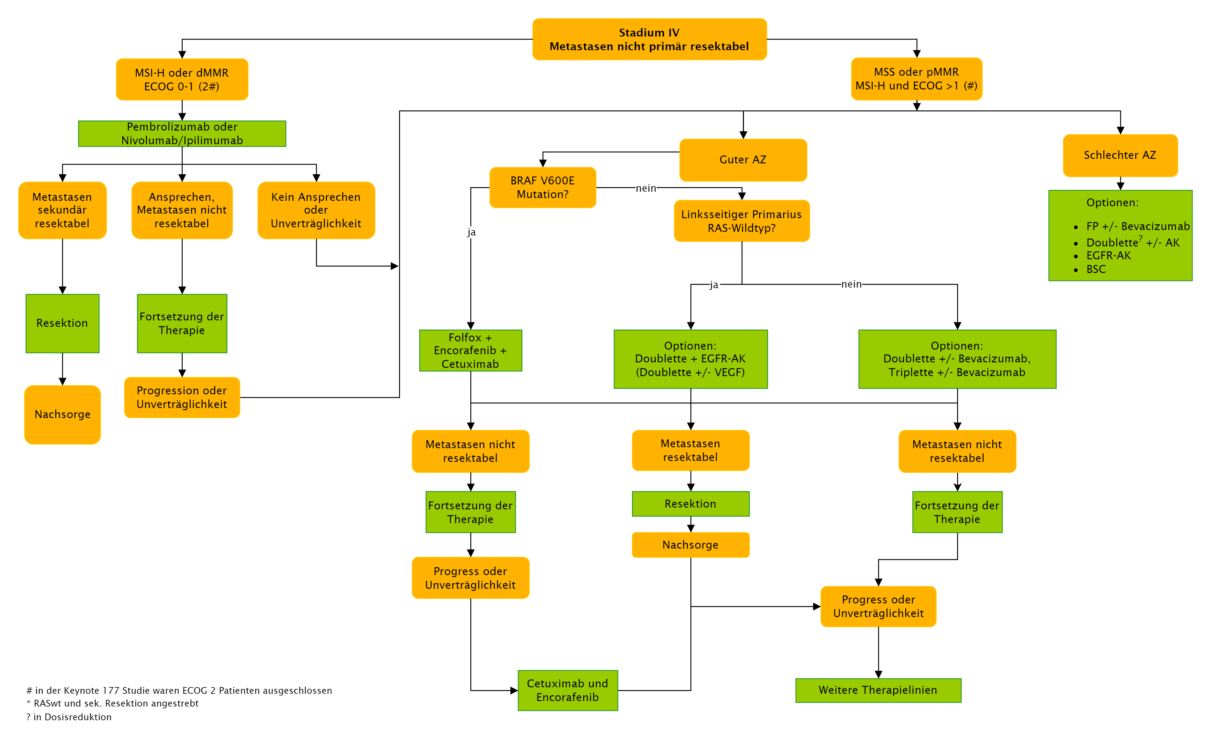 Flowchart zu Kapitel 10.3 Nicht resektable Metastasen