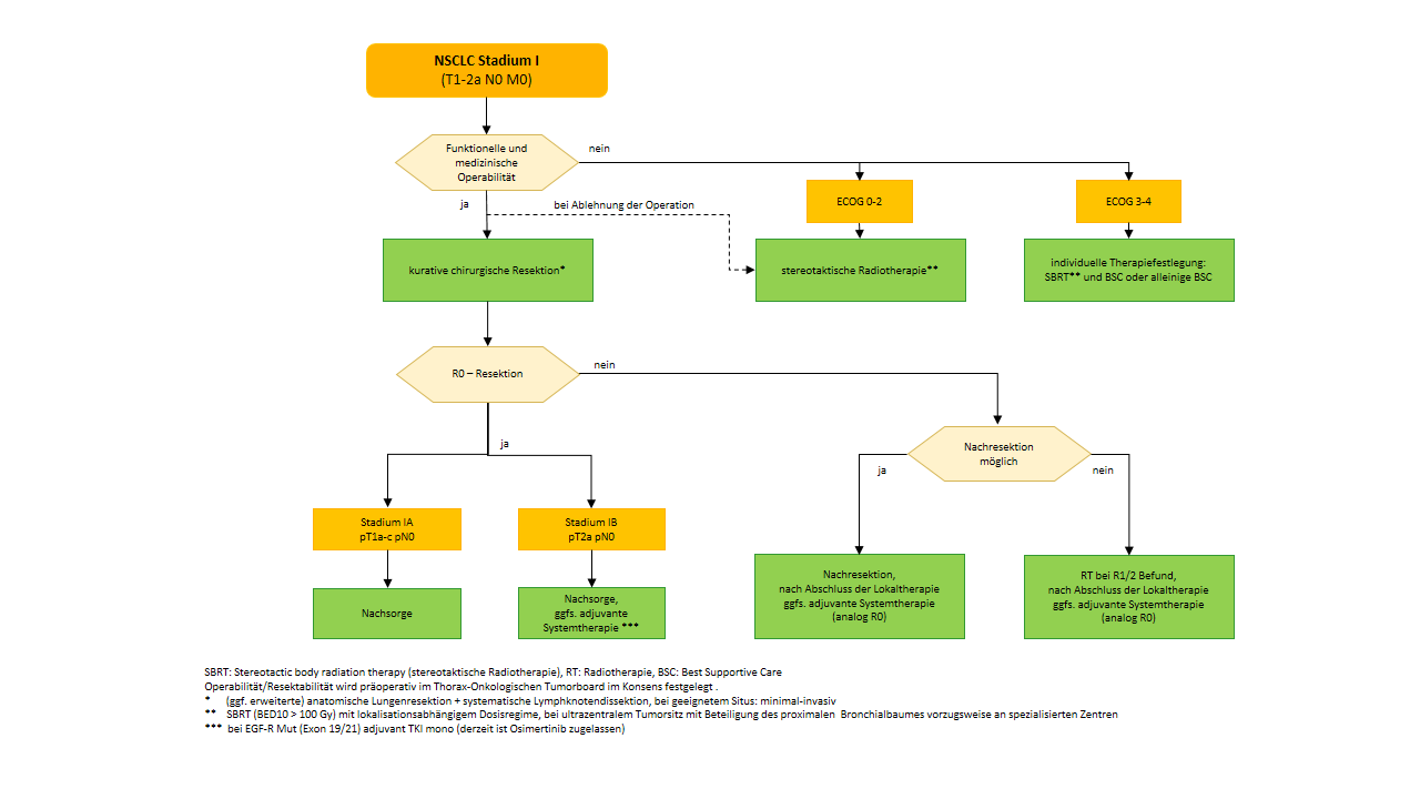 Flowchart zur Therapie des nicht-kleinzelligen Lungenkarzinoms im Stadium I